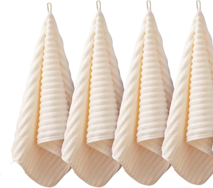 4PCS Beige Microfiber Hand Towels