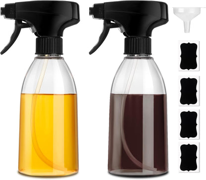 GMISUN Oil Sprayer for Cooking, 2 Pack Olive Oil Spray Bottle, 10 fl oz Food-Grade Plastic Oil Spritzer Mister, Refillable Oil Dispenser Bottle for Salad, BBQ, Grilling, Kitchen Baking, Roasting