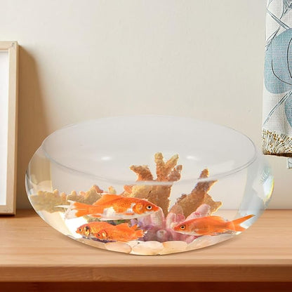 UPKOCH Large Clear Glass Fish Bowl Wide Mouth Round Planter Shallow Terrarium Vase for Centerpieces Aquatic Plant Goldfish Desktop Aquarium