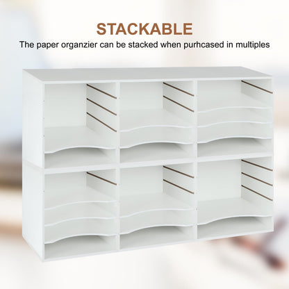 EMERIT Paper Organzier Wood Desktop Organizer Storage Letter Tray File Sorter with Adjustable Shelves for Home Office