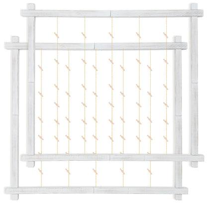 Wood Picture Frames Collage,Photo Display With 30 Clips,Hanging Picture Board Wall Decor for Dorm Graduation Letter Postcard Greeting Card Organizer,Pine,Adjustable Bead String,2 Pack,(Rustic White)