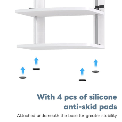 WikrOck 15.6 14 13.3 Inch Laptop Computer Monitor Stand Riser for Reduced Neck Strain, Adjustable Height Desk Shelf Organizer Monitor Riser Stand for PC Monitor Laptop - Withe - Wood Grain, MR01-L