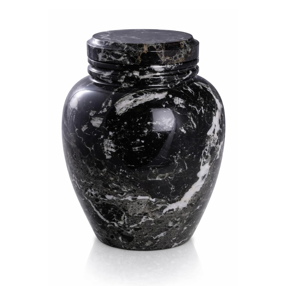 Bey-Berk Deering Moments Marble Cremation Urn for Human Ashes, Adult Size, Large (Black)