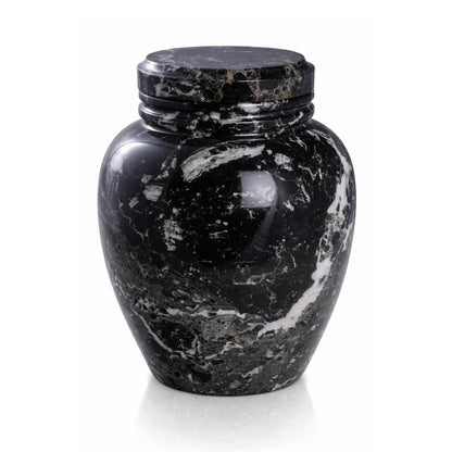 Bey-Berk Deering Moments Marble Cremation Urn for Human Ashes, Adult Size, Large (Black)