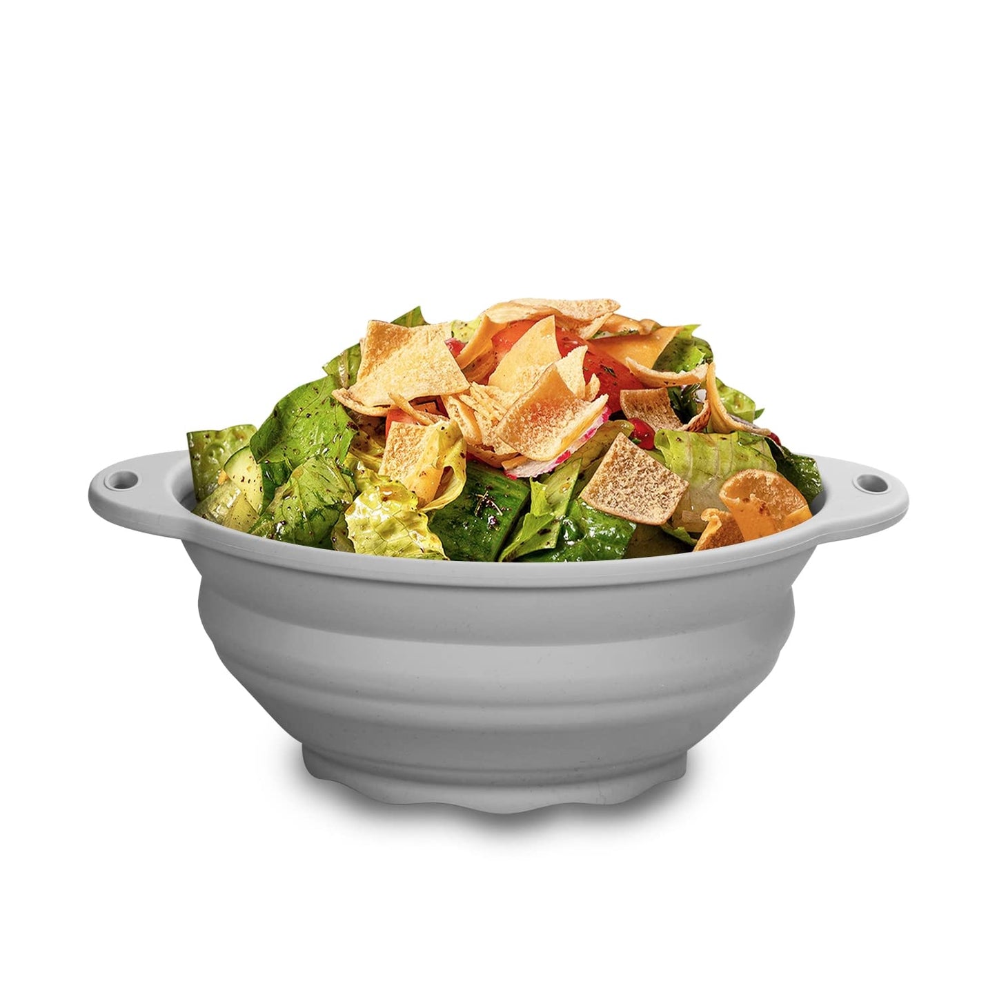 Collapsible Silicone Salad Bowl 61oz Camping Bowl Outdoor Hiking Travel Durable Bowl for Storage and Mixing Food-Grade Silicone Food Storage Container 1 Pack (Grey)