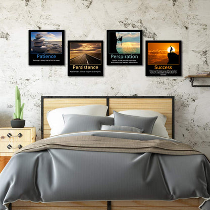 Artsbay Motivational Wall Art Inspirational Quotes Prints Office Wall Decor Classroom Gym Decor Teamwork Framed Painting 16" W x 16" H x 4PCS