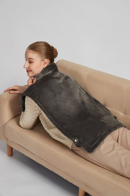Ruqiji 17''x33'' XXXL King Size Heating Pad with 120 Minutes Auto Shut Off&6 Temperature Settings, Flannel Electric Heating Pad/Pain Relief for Back/Neck/Shoulders/Menstrual Pain/Leg Cramp (Dark Blue)