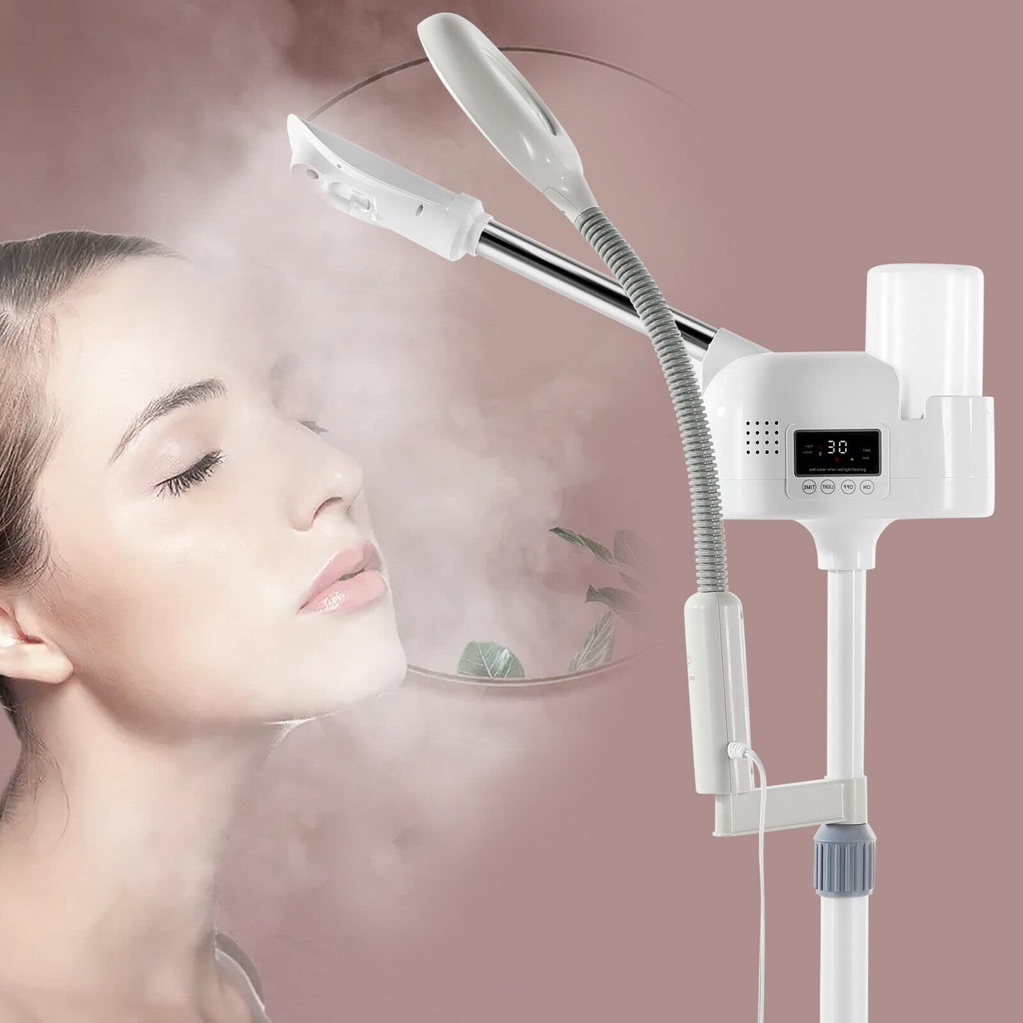 Professional 3 in 1 Facial Steamer Upgrade Esthetician Steamer with hot & Cold Nozzle 5X LED Magnifying Lamp Beauty Salon Spa