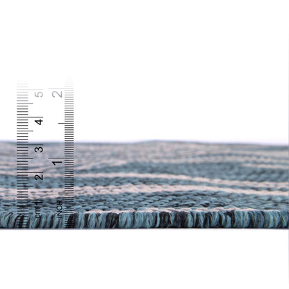 Unique Loom Outdoor Botanical Collection Area Rug - Leaf (4' 1" Round, Teal/ Ivory)