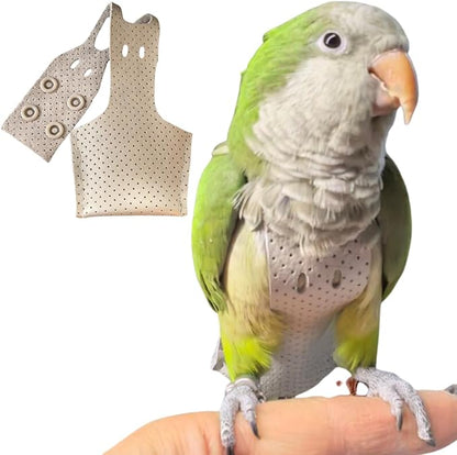 Premium Genuine Cowhide Bird Flight Harness Anti Bite Breathable Parrot Diaper Parrot Suit with Leash for Parakeet Conure Quaker Flying Clothes Rope and Handle (Without Leash,Macaw)