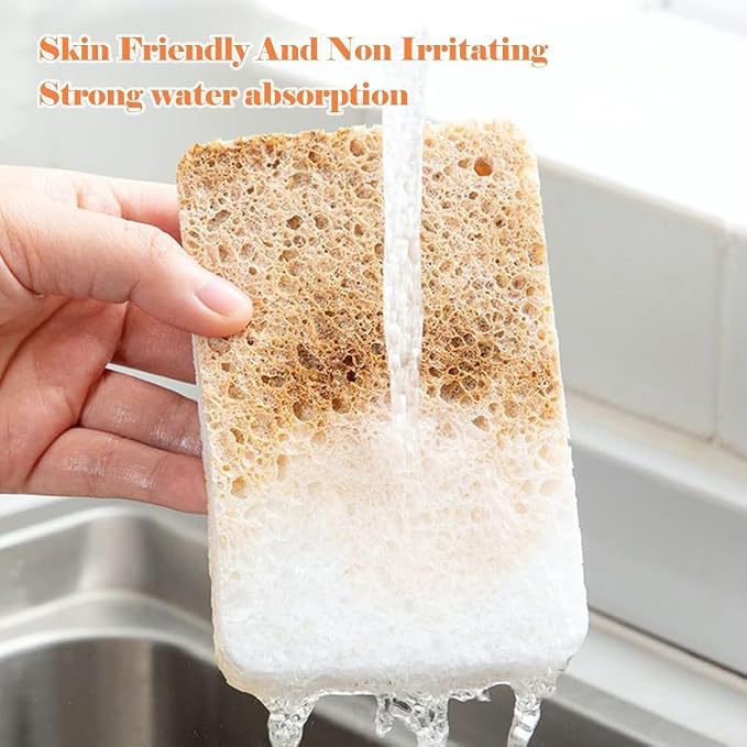 12 - Pack Non-Scratch Scrub Sponges - Sponges for Dishes and Washing Dishes, Cleaning Sponges for Kitchen Home Bathroom Cars, Funny Cut-Outs DIY for Kids (White)