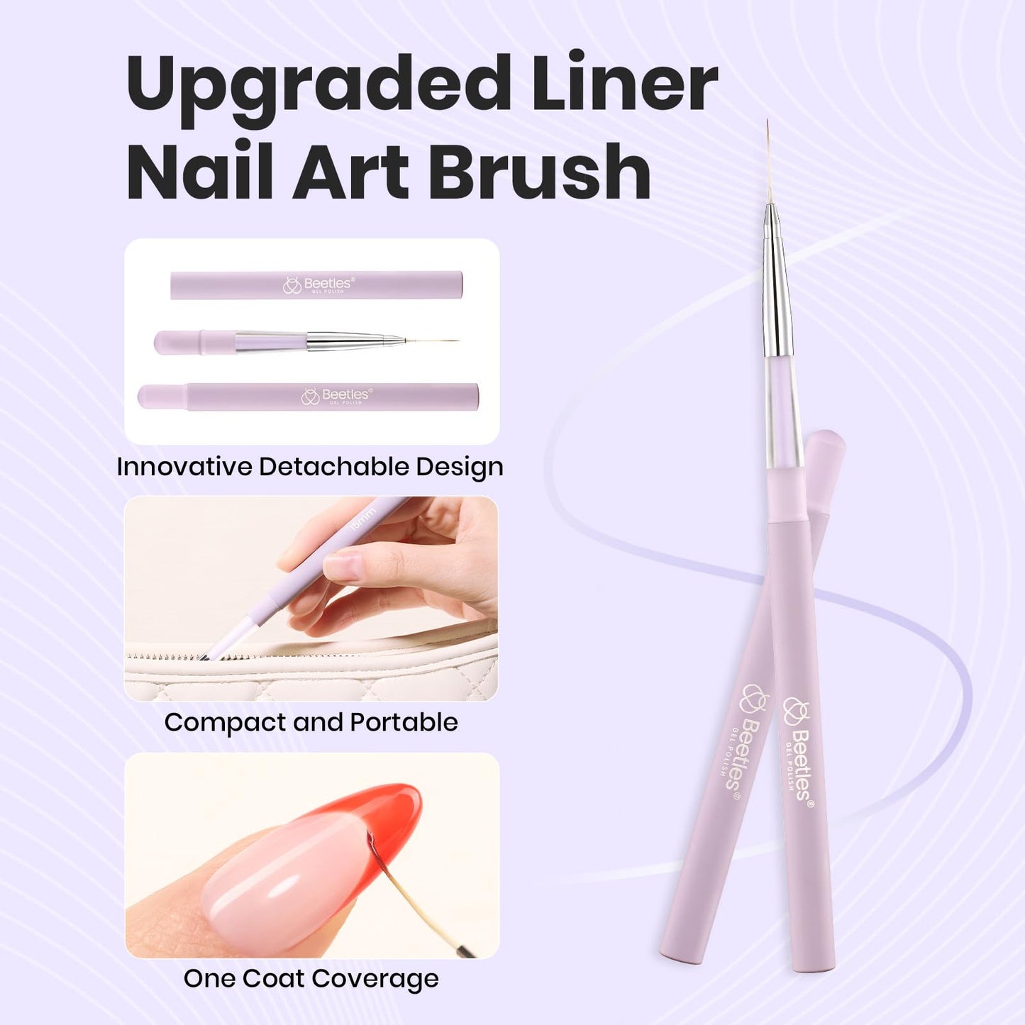 Beetles Nail Stamp, 4Pcs French Tip Tool Easy Manicure Nail Stamper Single Head Soft Silicone Long & Short French Tip Stamp Tool with 2Pcs Nail Scraper Decorations Gift for Women