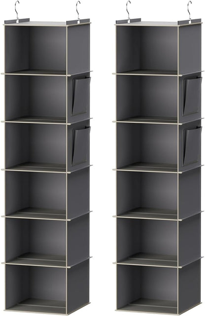 YOUDENOVA Hanging Closet Organizer, 6-Shelf Closet Hanging Storage Shelves