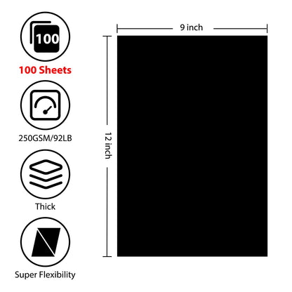 OcePor 100 Sheets Black Cardstock 9” x 12”, 92lb/250gsm Black Card Stock, Thick Card Stock Paper, Heavy Cardstock Paper for Printer, Resume, Scrapbooks, Art, Crafts, Business Cards