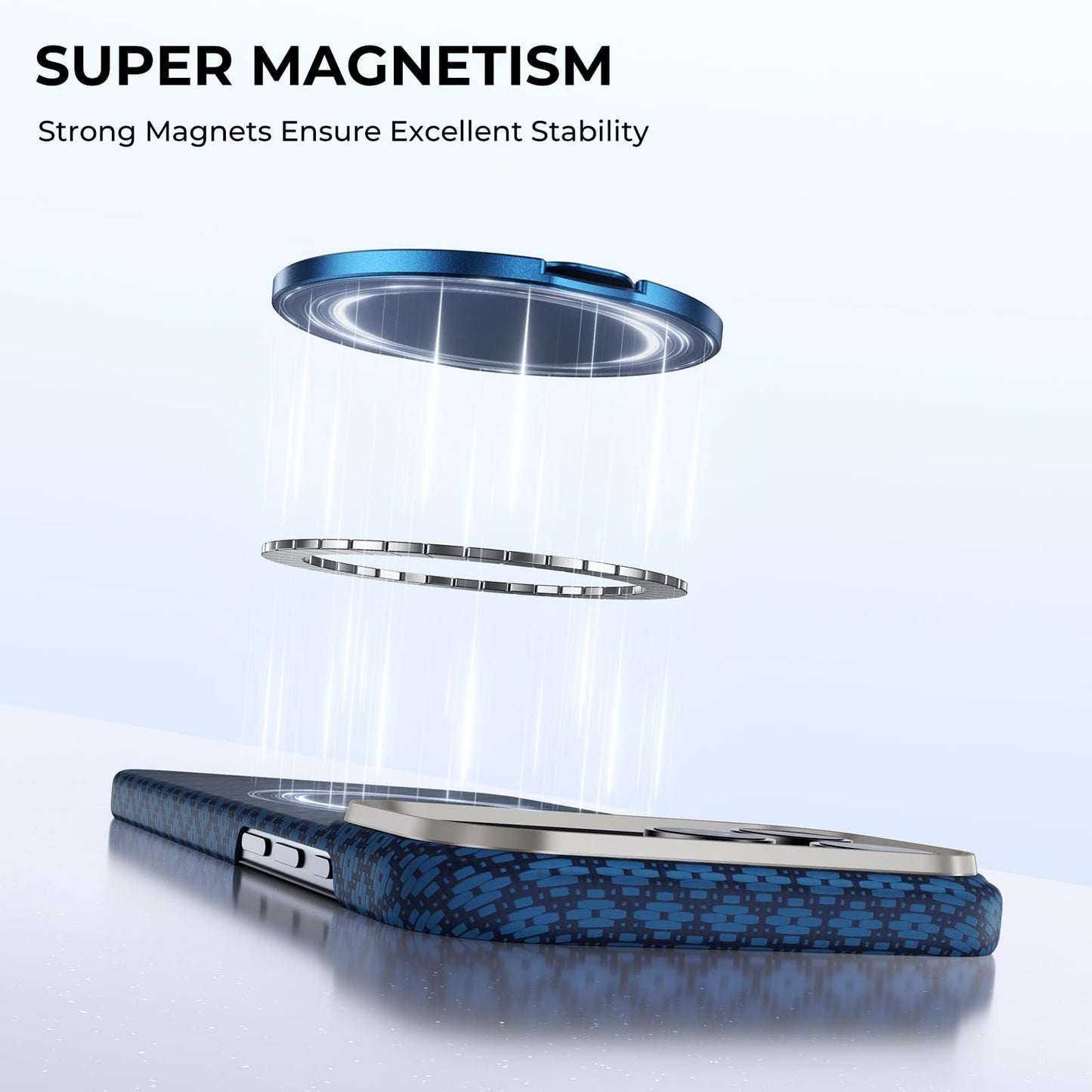BENKS ArmorPop Magnetic Phone Grip & Stand for MagSafe, 360° Rotation Adjustable Phone Ring Holder for iPhone 17/16/15/14/13/12 Series, Durable Kevlar Design
