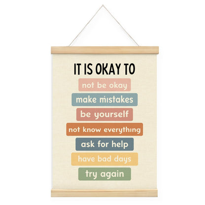 STHTTSW It's Okay To Not Be Okay Poster, Wood Poster Hanger, Boho Classroom Decor, Classroom Posters Quotes, Mental Health Posters, Educational Wall Art, Playroom Wall Art Decor 12x16 Inch