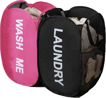 2 Pack Mesh Pop Up Laundry Hamper Collapsible Laundry Basket