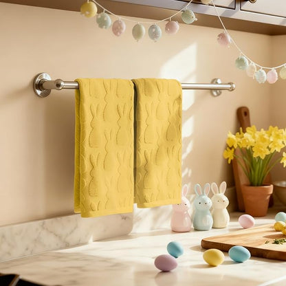 Artoid Mode 2 Pcs Yellow 3D Rabbit Jacquard Easter Hand Towels