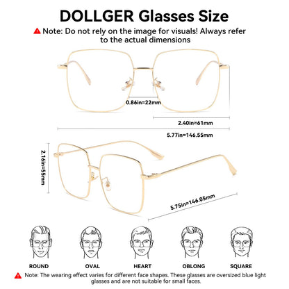 Dollger Blue Light Blocking Glasses for women Filter Blue Light Glasses Retro Metal square Frame Eyeglasses GOLD