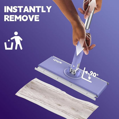 Disposable Sweeper Dust Mop, No-Touch Attach & Remove Cloth Instantly,