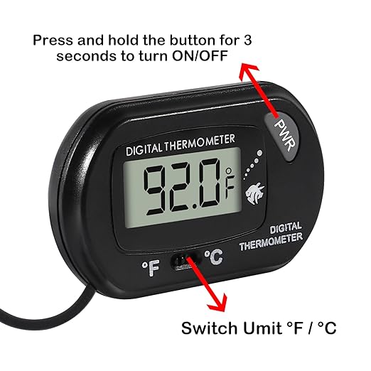 4Pcs Aquarium Thermometer Fish Tank Thermometer Reptile Fahrenheit Terrarium Water Temperature Indicator Test Digital with LCD Display Fahrenheit/Celsius