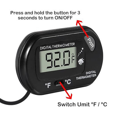 6Pcs Aquarium Thermometer Fish Tank Thermometer Reptile Fahrenheit Terrarium Water Temperature Indicator Test Digital with LCD Display Fahrenheit/Celsius