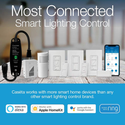 Lutron Caseta Smart Start Kit for Lamps, Plug-in Lamp Dimmer with Smart Bridge and Pico Remote, Compatible with Alexa, Apple HomeKit, and The Google Assistant | P-BDG-PKG1P | White