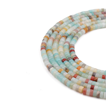 BEADIA Natural Amazonite Spacer Beads Caps Loose Semi Gemstone for Beading Jewelry Making 4mmx2mm 38cm