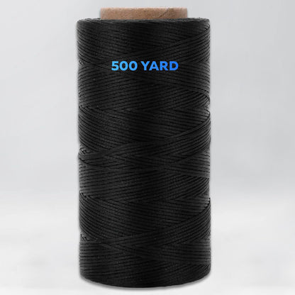TOOLSSIDE 9-Ply Black Waxed Twine 1500 Feet/500 Yard Wax Lacing Cord Nylon (210D Polyester) - 160 LBS Tensile Strength Black Twine String for Crafts, 1-Roll