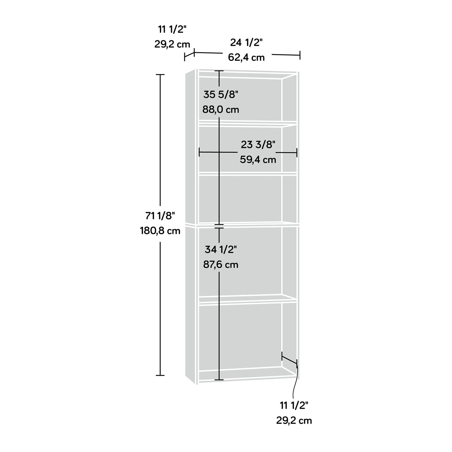 Sauder Beginnings 5-Shelf Bookcase, Bookshelf with Adjustable Storage Shelves, in Cinnamon Cherry finish