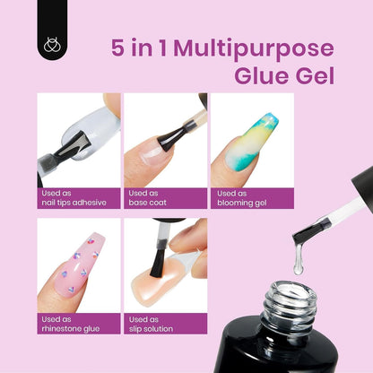 Beetles Gel Nail Extension Kit Almond Shape, Easy 9 in 1 Glue Uv Led Set Etch X Nail Tips Short Almond Half Matte Tips, Gift for Women & Girls, 504 pcs