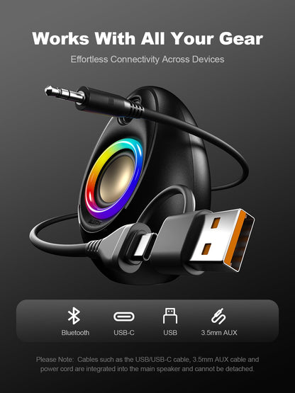 Bluedee Computer Speakers with Subwoofer, 2.1 PC Speakers with Deep Bass and 80W Peak Power, Adapter Powered, Bluetooth 5.4 & USB/USB-C/AUX-in, RGB Desktop Speakers for Computer, Laptop, Monitor