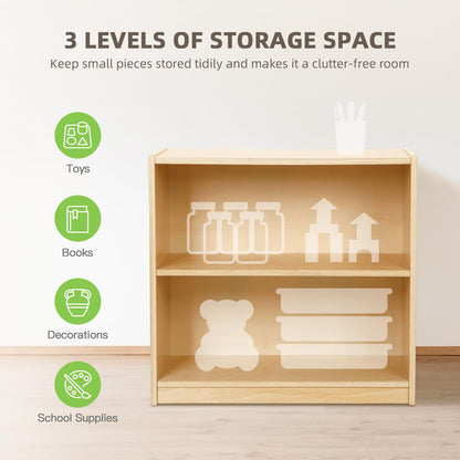 OOOK Montessori Toy Shelf, 2-Tier Wooden Storage Shelf for Kids, Modern Style, Kids Bookshelf and Toy Storage, Classroom, Kindergarten, Playroom, Daycare Center