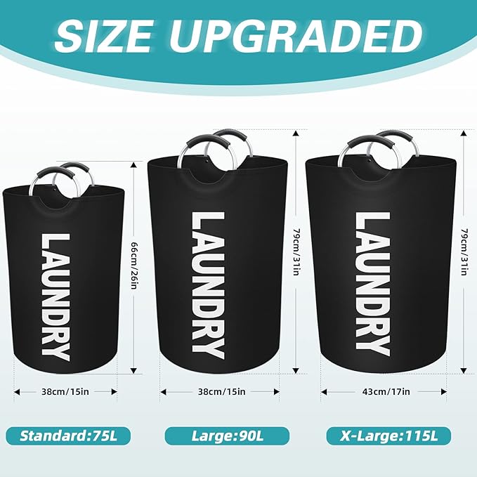 StorageRight 90L Large Laundry Basket, Laundry Hamper, Dirty Clothes Hamper