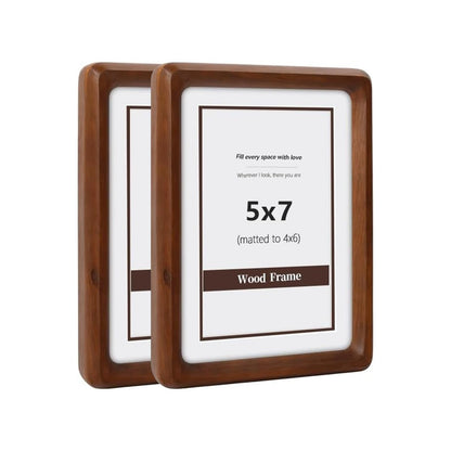 SZKYSJGS 2Pack 5x7 Wood Picture Frame, Solid Natural Walnut Photo Frame with Tempered Glass, 5 x 7 Wooden Frame Matted to 4x6, Wall or Tabletop Display