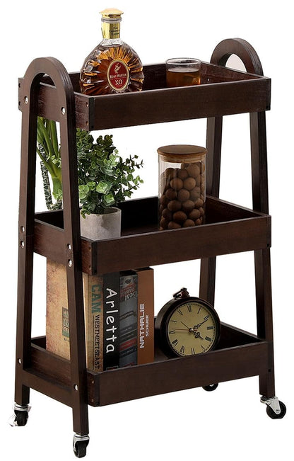 3 Tier Rolling Craft Cart Slim Rolling Storage Cart Wooden Cart on Wheels Bathroom Organizer Rolling Utility Cart Mobile Shelving Unit for Kitchen Bathroom Laundry Narrow Places (Black)