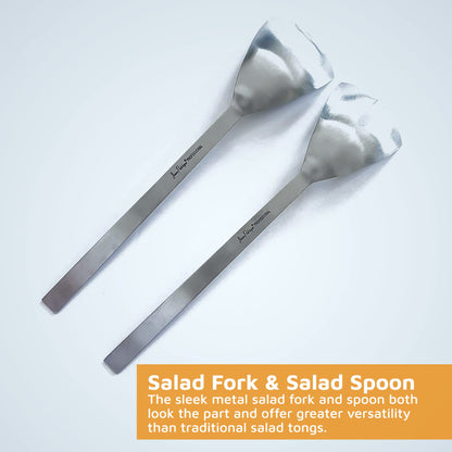 Jean-Patrique Large Wooden Salad Bowl & Serving Utensils - 10 inch Bowl, Spoon & Fork for Pasta, Cereal, Salad or Fruit
