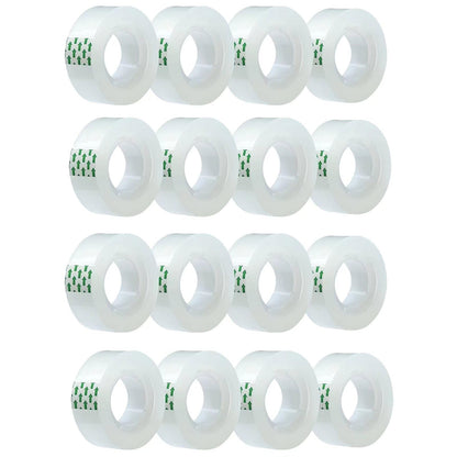 MJUNM 16 Rolls Transparent Tape, Clear Tape Refills for Dispenser, Tear by Hand, 3/4-Inch Clear Tape Refill Roll for Gift Wrapping,Office, Home, School