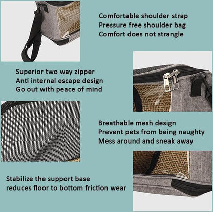 FLEXMAN Bird Carrier Bag, Portable Small Bird Travel Cage, Transparent Lightweight Breathable, Two Way Zipper Parrot Travel Cage with Side Pockets for Parrots, Birds, Hamsters, Small Lizards (Grey)