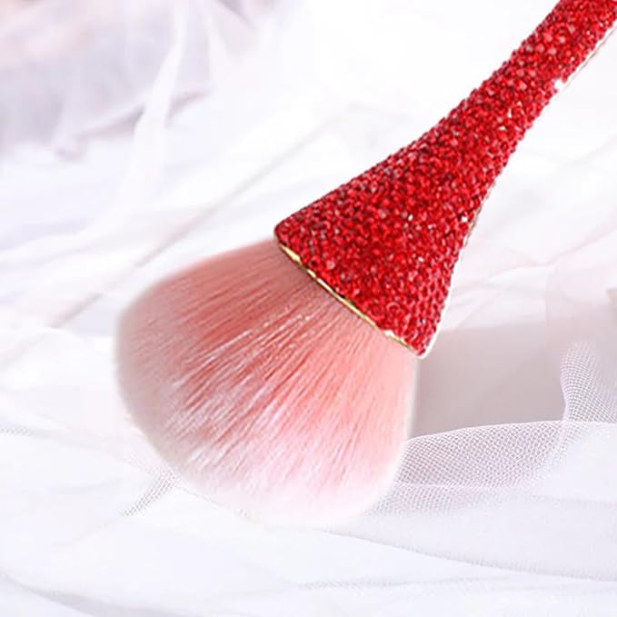 WOKOTO 1pcs Red Rhinestone Nail Dust Brushes
