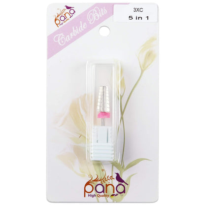 PANA Nail Carbide 5 in 1 Bit - Two Way Rotate use for Both Left and Right Handed - Fast Remove Acrylic or Hard Gel - 3/32" Shank - Manicure, Nail Art, Drill Machine (Fine - F, Silver)