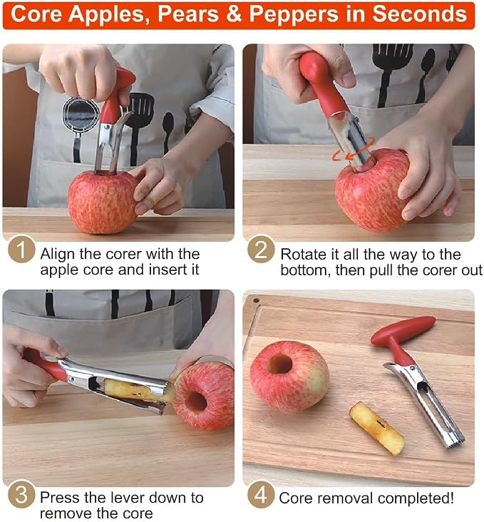 Pineapple Corer and Slicer Tool, Pineapple Cutter and Corer, Stainless Steel Pineapple Peeler, Easy Pineapple core remover decorer, Eye Removal Tool, Pelador De Piña (Black with Measure marks)