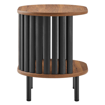 Modway Fortitude Contemporary Side Table with Open Storage, Walnut Black