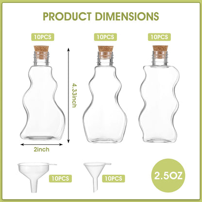 Yaomiao 30 Packs 2.5 oz Plastic Sand Art Bottles with Lids 3 Styles Sand Art Clear Containers for Wedding Invitations Fun Arts Crafts Supplies Decorations