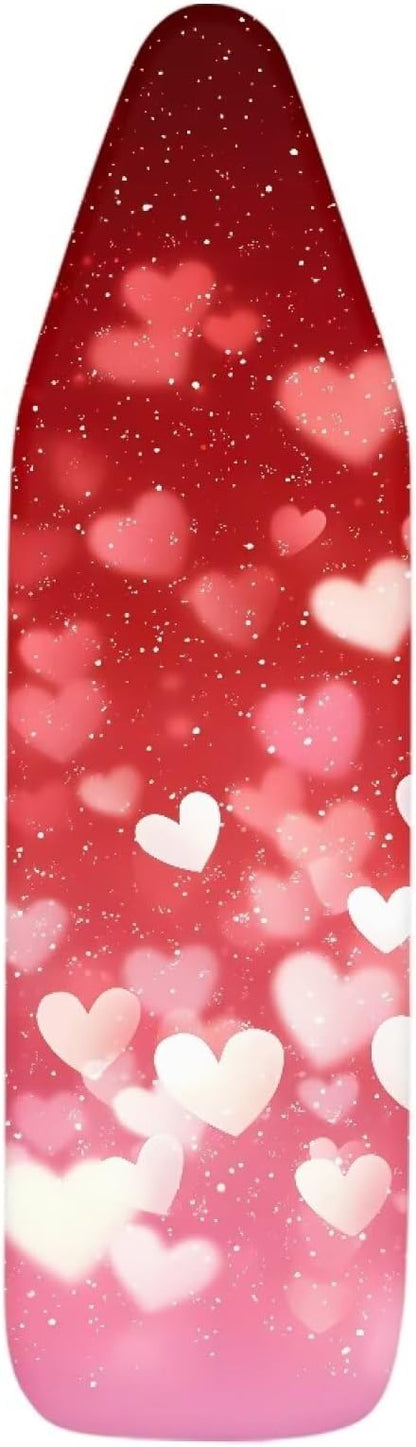 Red Hearts Ironing Board Cover and Pad Elastic Edge Universal Washable Resist