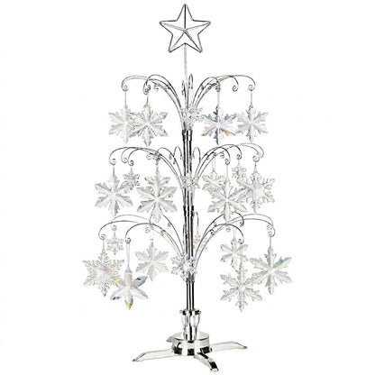 HOHIYA 47" Rotating Ornament Display Tree with 60 Hooks Heavy Duty Metal Christmas Ornament Stand Silver Rotating Display Rack for Glass Ornaments Holiday Decor Craft Show & Year Round Display