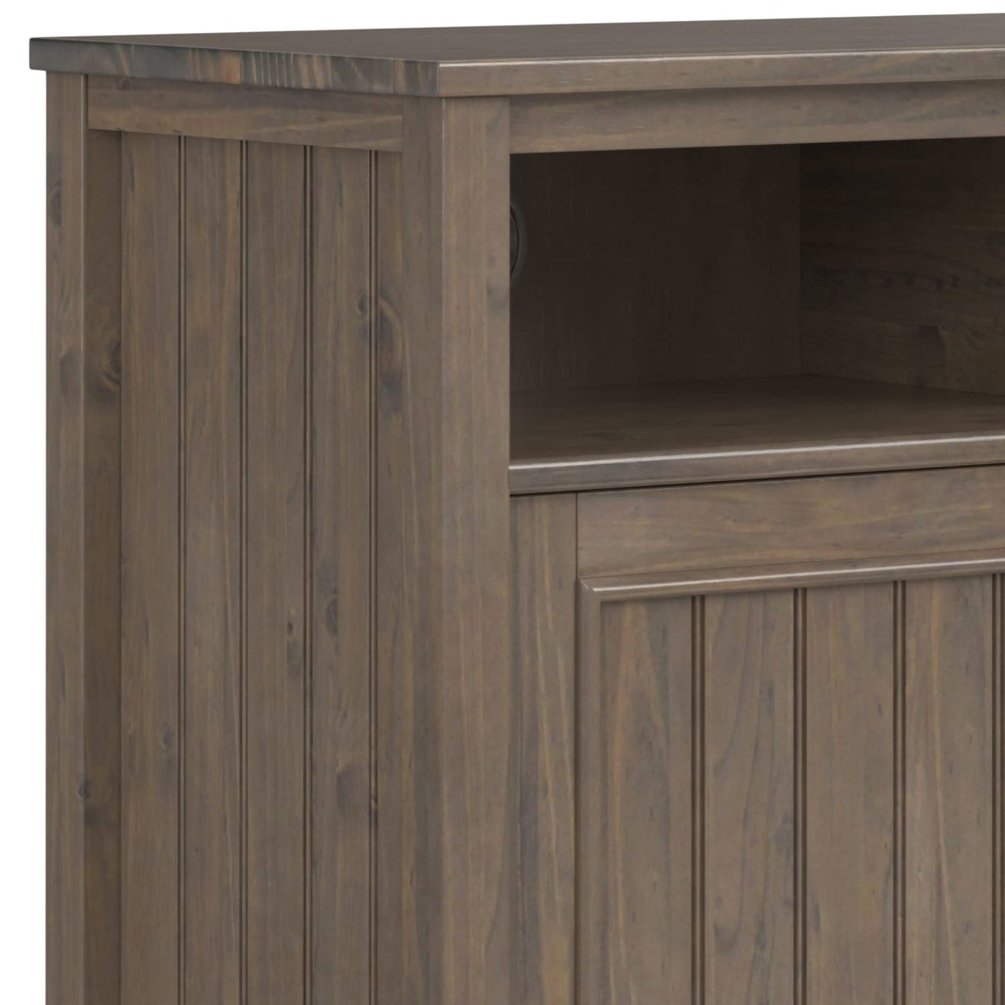SIMPLIHOME Lev SOLID WOOD 39 Inch Wide Contemporary Medium Storage Cabinet in Smoky Brown, For the Living Room, Entryway and Family Room