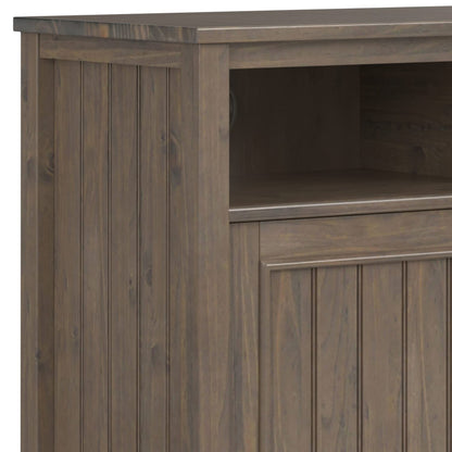 SIMPLIHOME Lev SOLID WOOD 39 Inch Wide Contemporary Medium Storage Cabinet in Smoky Brown, For the Living Room, Entryway and Family Room