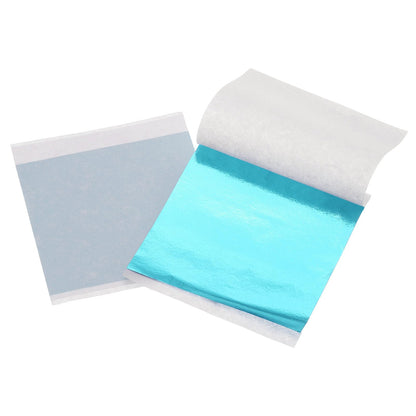 uxcell 200pcs Leaf Sheets, 3.5" x 3.5" Foil Sheets Paper Sheets for DIY Crafts Painting Nails Resin Furniture Decoration(Light Blue)