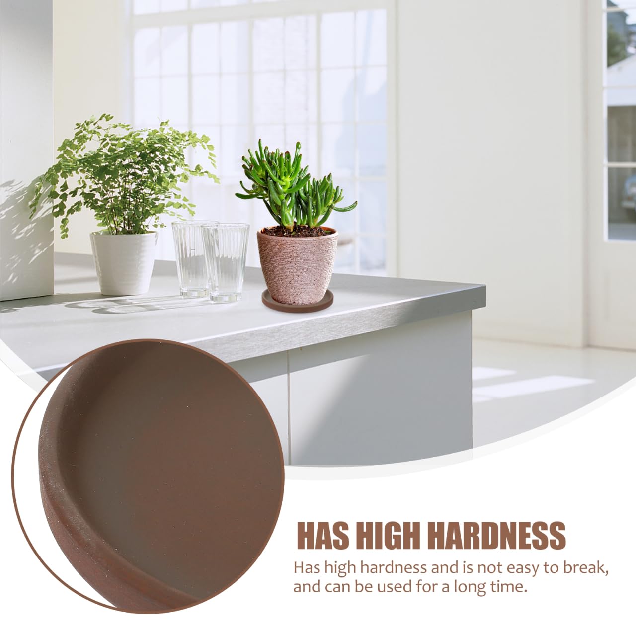 BESPORTBLE Purple Clay Flower Pot Tray - 4.72 Inch Round Ceramic Plant Saucer for Indoor and Outdoor Use Durable Water Catcher for Potted Plants